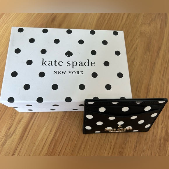 New Kate Spade Polka Dot Boxed Card Case - Picture 2 of 3